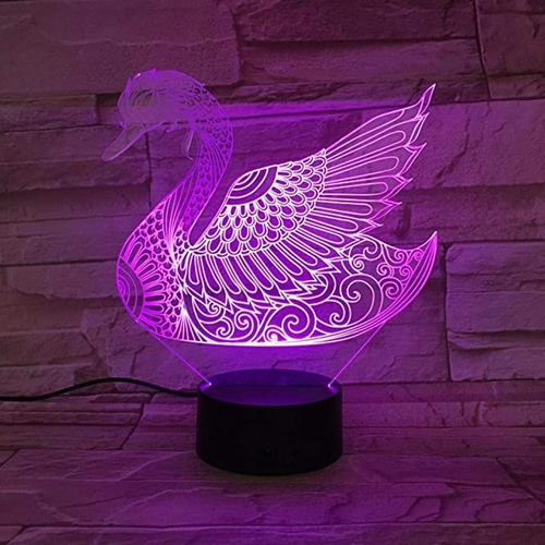 Lamparas 3d Luces Led Diseño Cisne En Acrilico