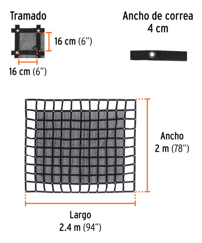 Red De Carga 2.44 M X 2.05 M Para Camioneta, 3.5 Ton,truper