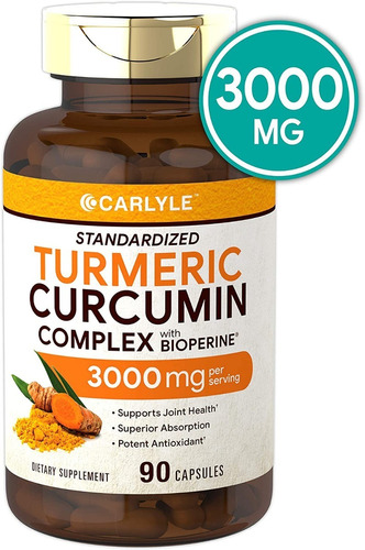 Turmeric Curcumin 3000 Mg Con Bioperine X 90 Caps. Usa