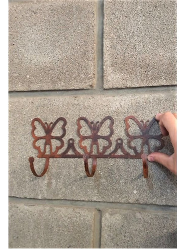Imagen 2 de 3 de Perchero Llavero Colgante Pared Chapa Oxido Vintage
