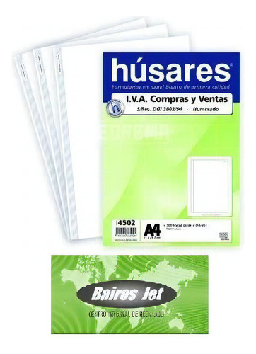 10 Unid Formulario Husares Iva Compras Ventas 4502 Numerados Color Blanco