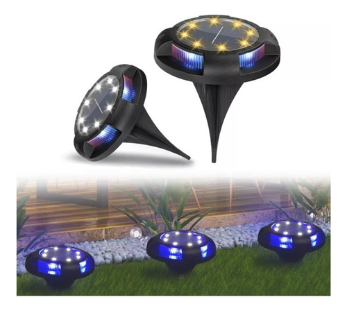 Pack 2 Estacas Luz Solar Lámpara Led Rgb Jardín Decorativa