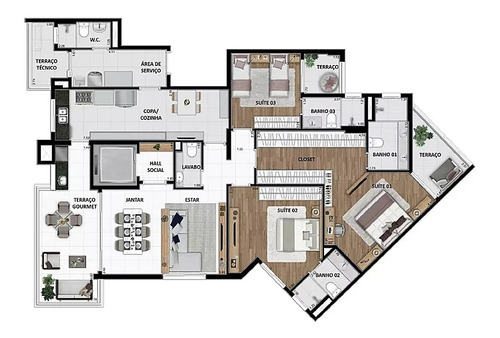Imagem 17 de 17 de Ref.: 3094 - Apartamento Novo De Alto Padrão, Com 03 Suítes, Sacada Gourmet E 03 Vagas De Garagem, Na Vila Assunção, Santo André - 3094