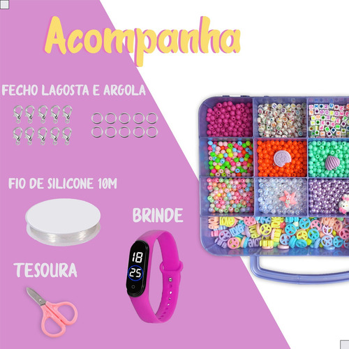 Kit Miçanga P/ Fazer Pulseiras Coloridas 5000 Pç Artesanato
