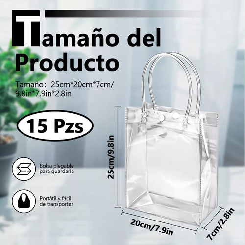 Li 15 Sacolas De Presente Transparentes De Pvc Com Alças