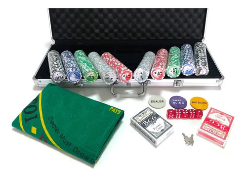 Maleta De Poker 500 Fichas Luxo Numeradas Kit Completo