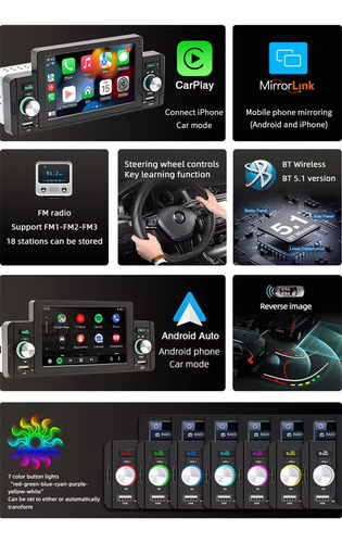 Reproductor De Dvd Mp5 Para Coche Con Android Carplay De 1 D