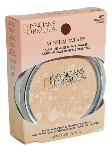 Base de maquillaje en polvo Physicians Formula Mineral Wear Talc free mineral face powder tono translucent - 0.3floz 9g