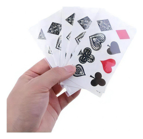 Delicada baraja de cartas de póquer con tatuaje temporal
