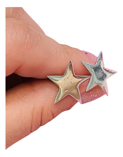 Aros Estrella Liso Con Rosca Plata 925 Ideal Regalo Ar 271