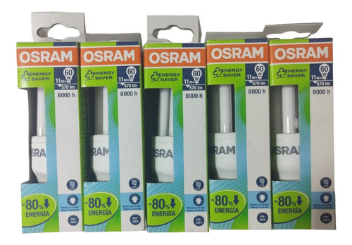 Lampara Bajo Consumo Osram 11w E27 Luz Fria Pack X 5u