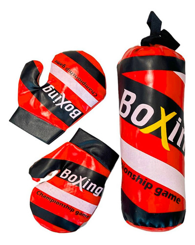 Set Boxeo Infantil 31cm Saco Y Guantes Juguete Niños