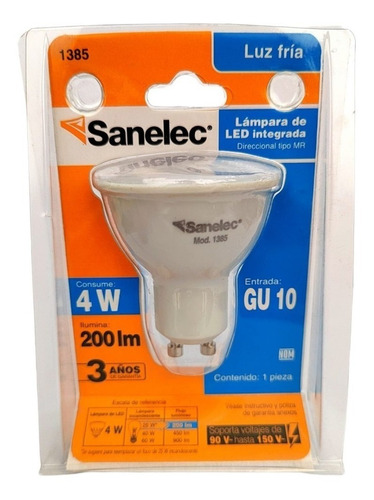 Lampara Led 4w Foco Luz Fría Base Gu10 3 Pack