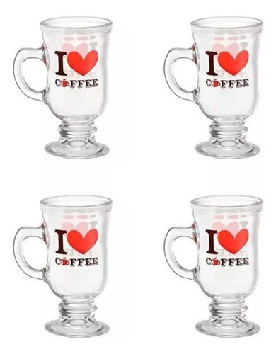 X4 Jarritos Taza Vaso Para Capuchino De Vidrio 100ml Coffe