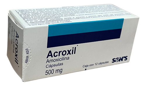 Acroxil Amoxicilina 500mg, 12 Capsulas