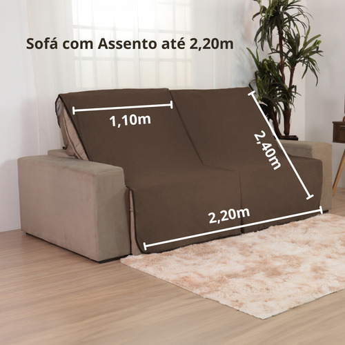 Kit Capa Sofá Retrátil Manta Antigato Arranhador 2,20m Top Cor Chocolate Suede