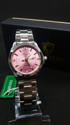 Relógio Feminino Pequeno Prata Aço Inox Strass Com Caixa