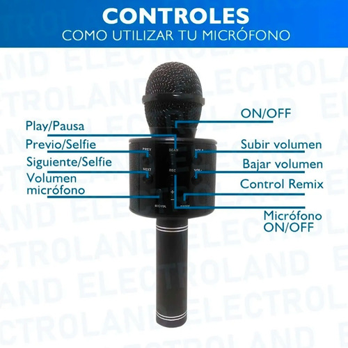 Imagen 5 de 10 de Microfono Karaoke Bluetooth Inalambrico Parlante Efectos