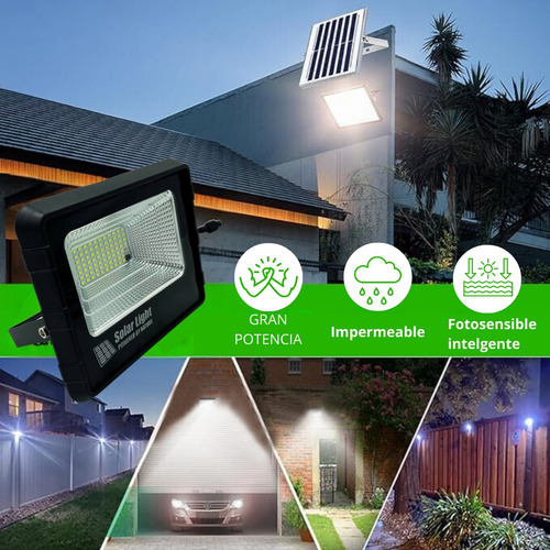 Reflector Led Panel Solar 30w Luz Ajustable Ip67 Control Carcasa Negro Luz Blanco frío