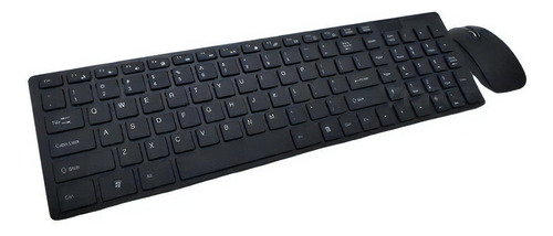 Kit Teclado + Mouse Óptico Sem Fio Slim Português Br Preto