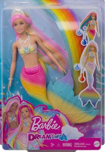 Servicio de envío gratuito Rápido envío gratuito Entrega rápida Barbie  Dreamtopia Muñeca sirena arcoiris mágico Mattel GTF89 cambia de color en el  agua regalo para niñas y niños +3 años 