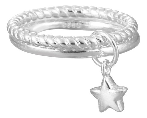 Anillo Plata Esterlina 925 Doble Estrella