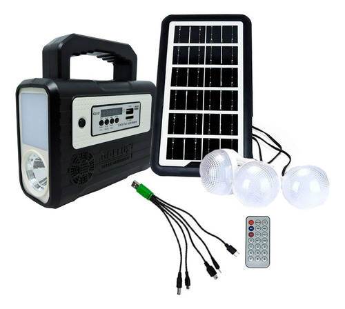 Kit Panel Solar Portátil + 3 Focos Lámparas Con Carga Usb