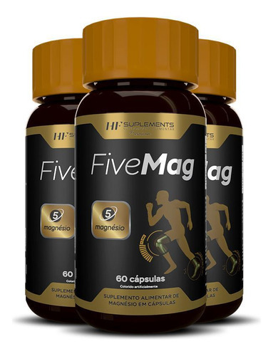 Kit 3x Fivemag 5 Tipos De Magnesio 60 Caps Hf Suplements