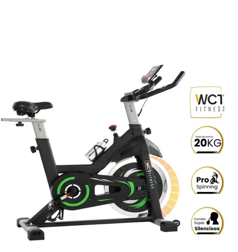 Bicicleta Ergométrica Spinning 20kg Wct Fitness Cor Preto/Verde