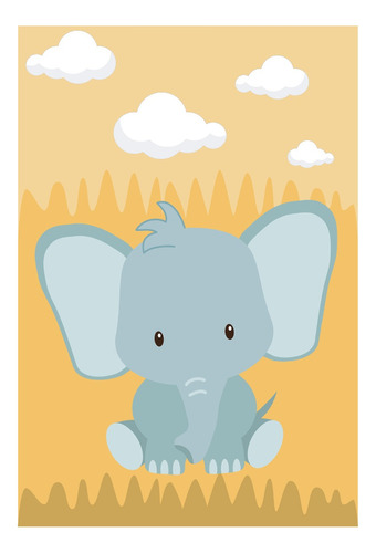 Placa Decorativa Infantil Safari Elefante Mdf 30x40cm Safari Zoo