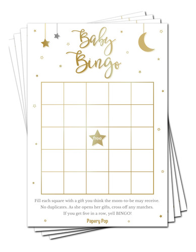 Baby Shower Para Niño Niña  Tarjeta Bingo 50 Genero