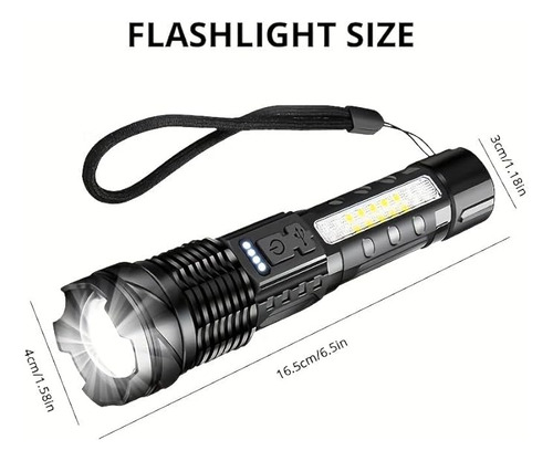 Linterna De Alta Luminosidad Con Recargable Por Usb, Haz De