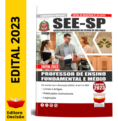 Apostila See Sp - Professor De Ensino Fundamental E Médio Edital Atualizada Concurso