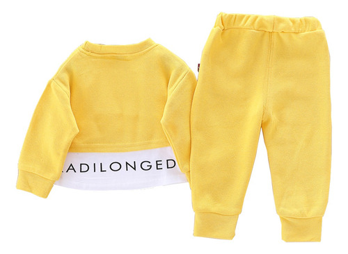 Conjunto Niño Sudadera Con Efecto De Doble Capa Y Pantalones Amarillo 2-3 Años