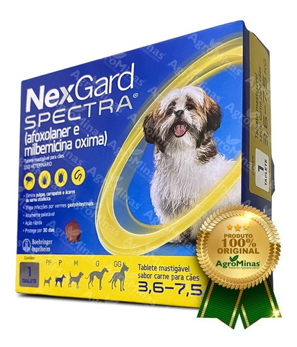 Imagem 1 de 5 de Nex Gard Spectra Para Cães De 3,6 A 7,5kg - 1 Tablete
