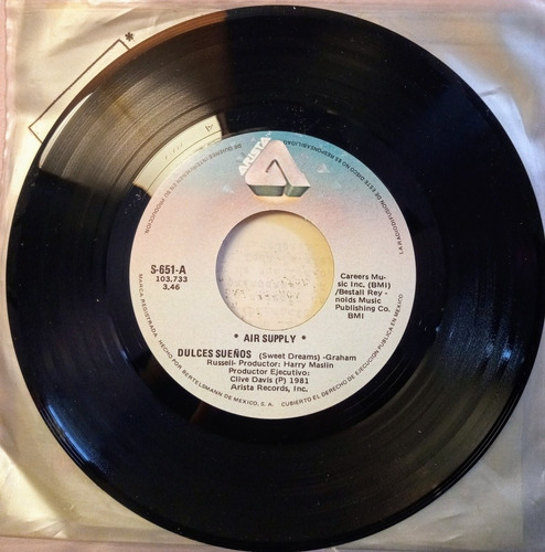 Air Supply Sweet Dreams Vinilo 45 Rpm Casi Nuevo