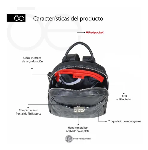 Mochila Para Mujer Cloe Dise o Monograma Troquelado Cuotas sin