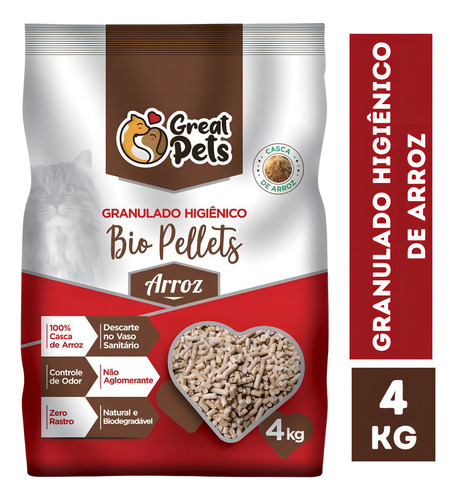 Kit C/ 4un Granulado Bio Pellets Casca De Arroz 4kg