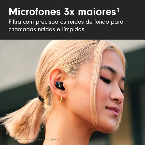 Beats Studio Buds + O autêntico fone sem fio com cancelamento de ruído – Preto e Dourado