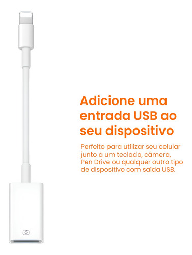 Cabo Otg Usb Compatível Com iPhone E iPad Pendrive Teclado
