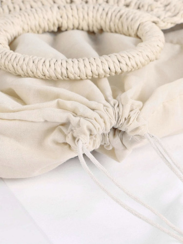 Bolsa De Paja Amplia Para Playa Asa Simple Mediana
