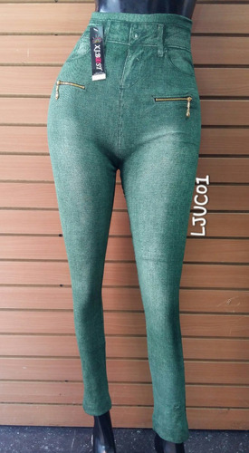 Leggins Jeans Unicolor Con Cierre De Dama (importados)
