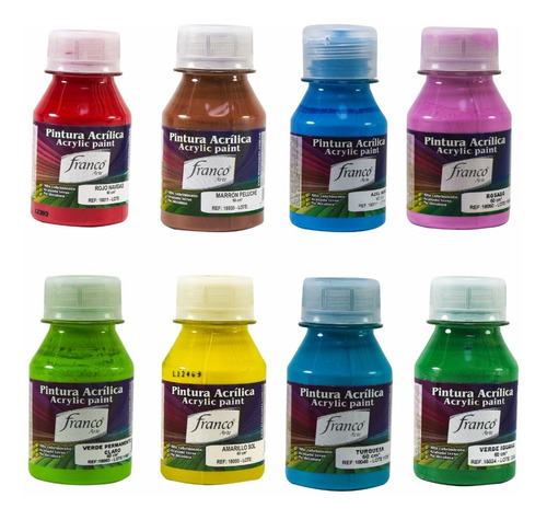 Pinturas Al Frio Colores Franco Arte Tarrito Por 60 Ml