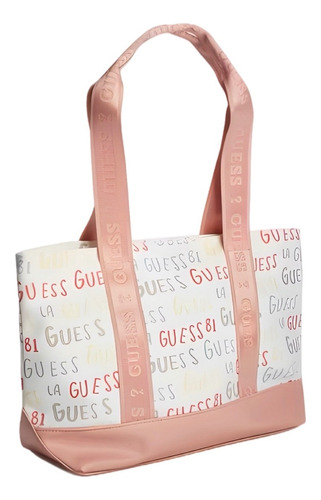 Guess Tote Canvas Logo Color Palo De Rosa Mod 24gf1838