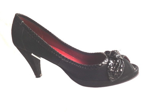 Zapatos De  Marta Parret Nro.36 Cuero Gamuzado Negro