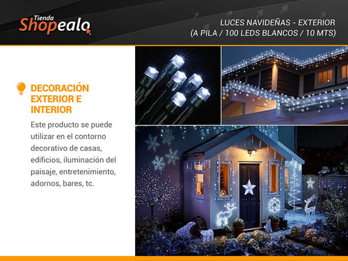 Luces Exterior Decorativa Pila 100 Led 10m Waterproof Frio-*