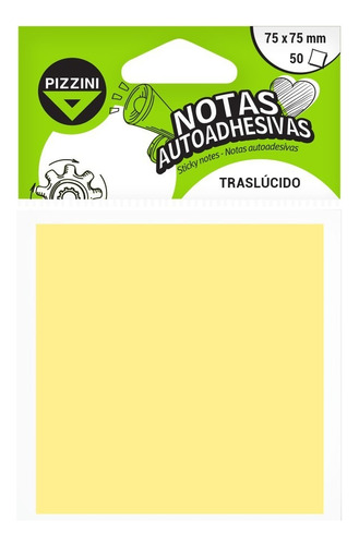 Nota Taco Autoadhesivo Pizzini 75 X 75 Traslucido 50 Hjs Color Amarillo