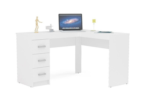 Imagem 2 de 3 de Escrivaninha Politorno Fênix 3 cajones mdp, mdf de 113.9cm x 75.5cm x 41.5cm x 127.8cm branco