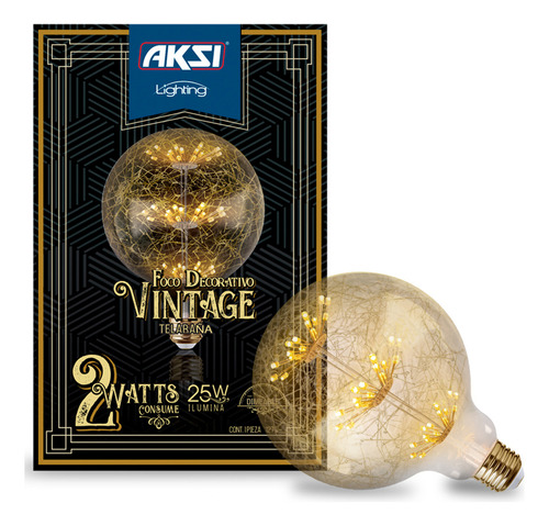 Foco Led Vintage Aksi 2w Telaraña E27 Dimeable Luz Cálida