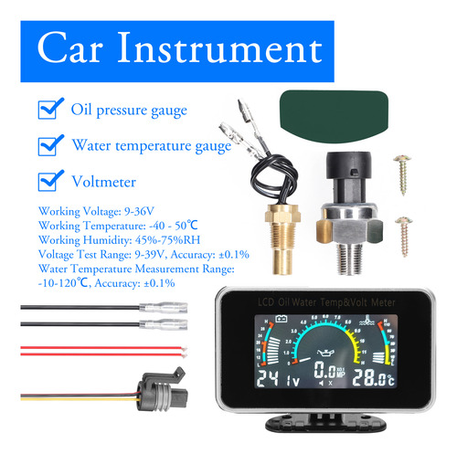 Medidor Lcd De Temperatura Para Coche, Camión, 3 En 1, Para